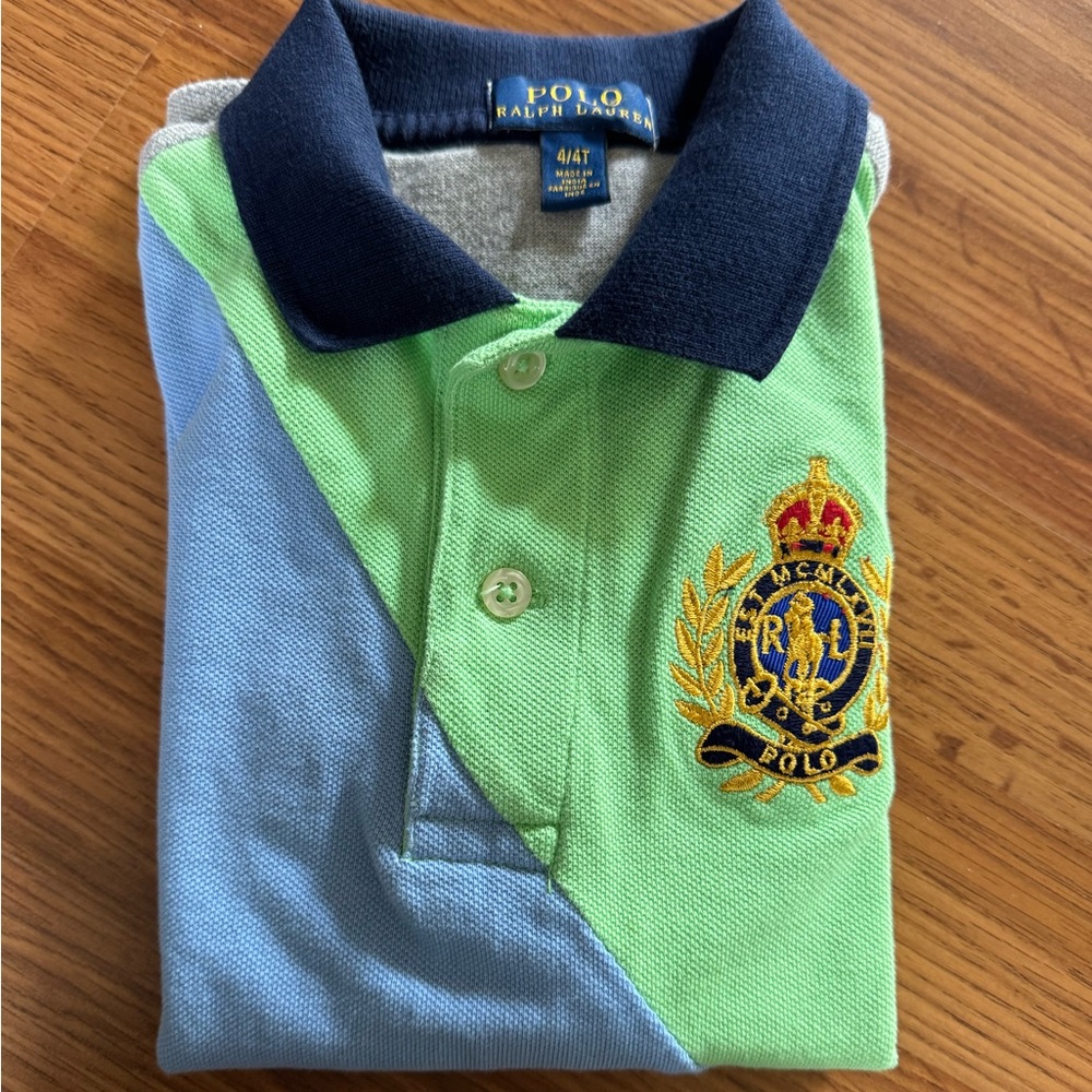 Ralph Lauren Boys Green, Light Blue & Navy Crest Polo and navy zip up sweater